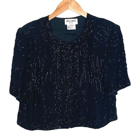Vintage Brilliante Cropped Beaded Sequin Jacket size large - Picture 1 of 10